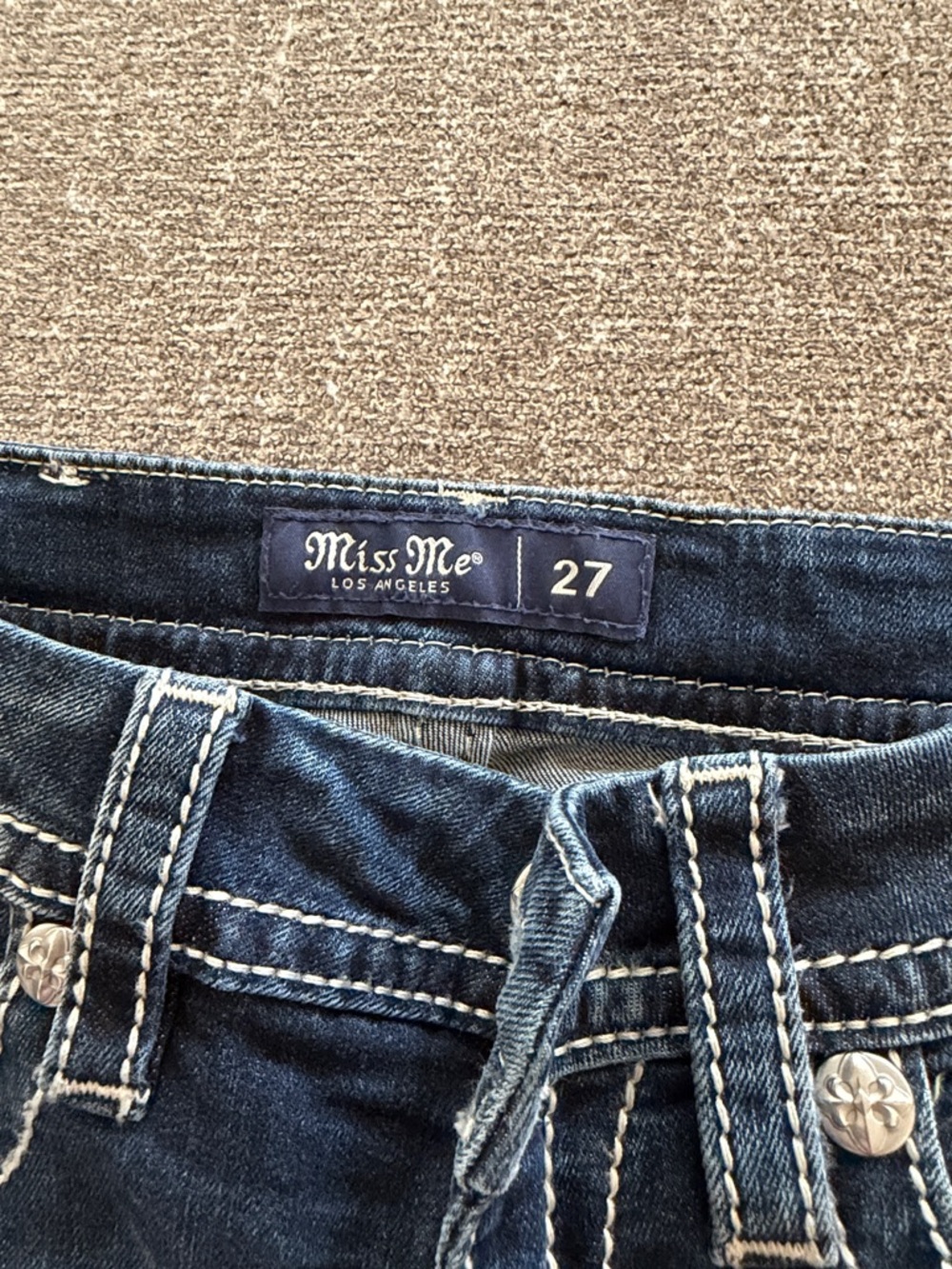 Miss Me Curvy Crop Dark Blue Straight Leg Jeans - Picture 2 of 5